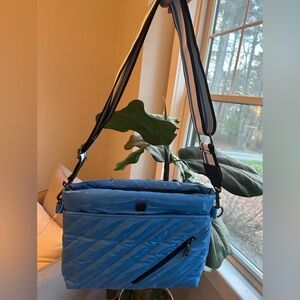 Think Royln Diagonal Quilt Crossbody Bag Striped Adjustable Strap -new!